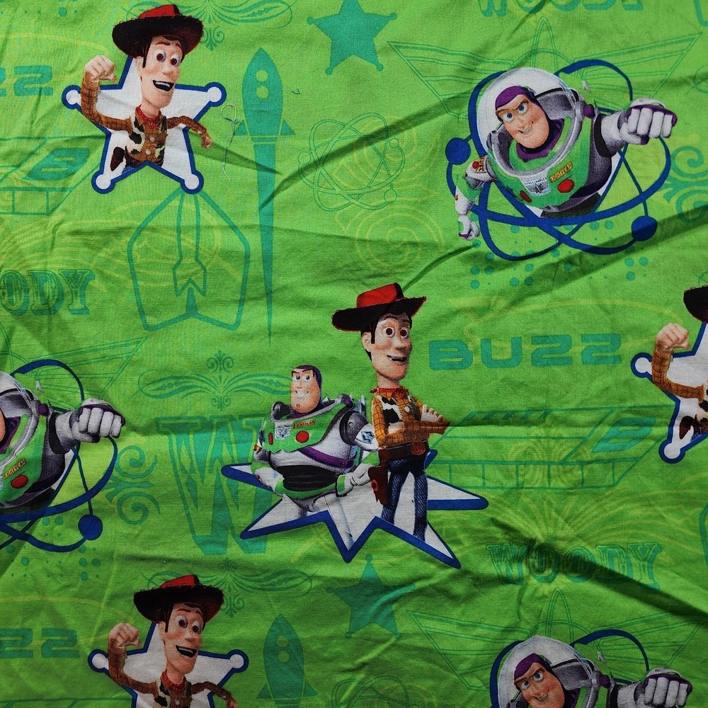 Disney Toy Story Buzz Woody Green Cotton Kids Quilting Fabric 42"x 30"